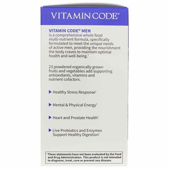 Vitamin Code Men Raw Whole Food Multivitamin, GOL